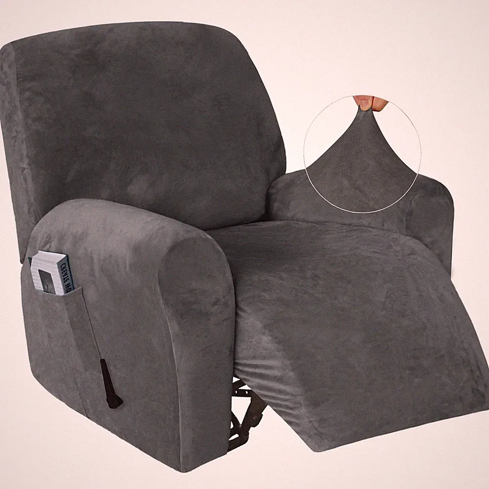 4-Piece Recliner Chair Covers Velvet Plush Recliner Covers for Large Recliner...