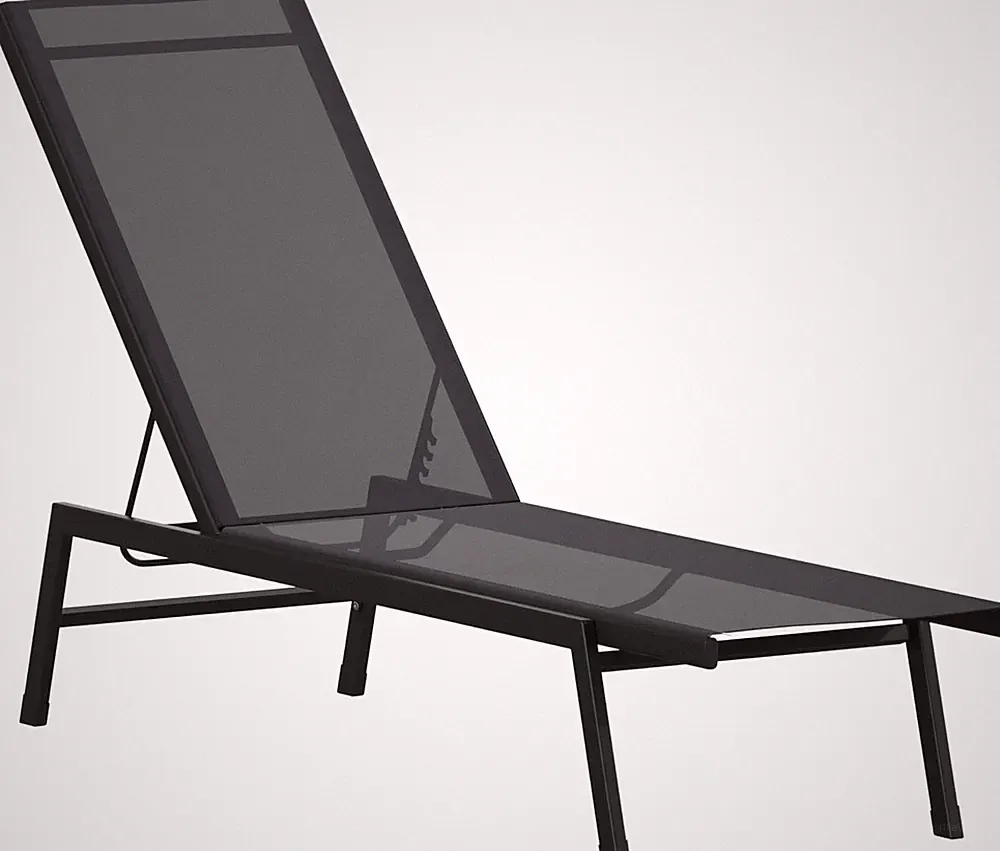 Brazos 5-Position Adjustable Outdoor Chaise Lounge Chair in Black