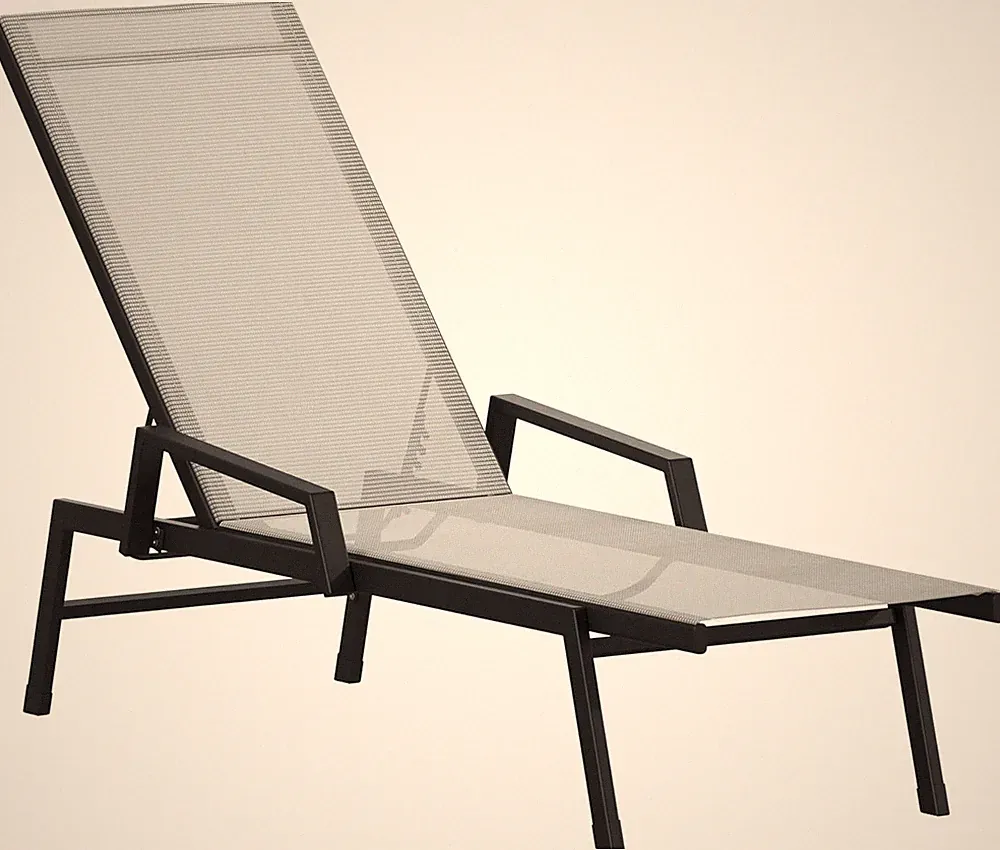 Brazos Adjustable Outdoor Chaise Lounge Chair - 5-Position Recliner, Black/Gray