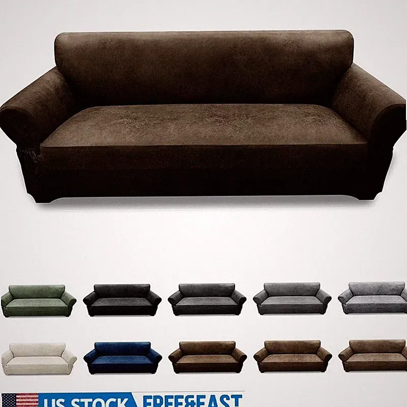 Breathable Stretchy Leather Look Sofa Cover Soft Durable Protector All Seasons