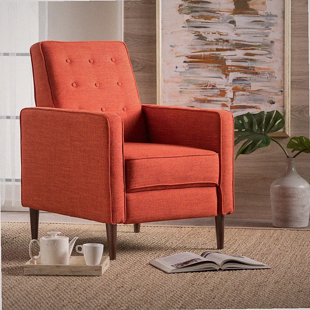 Fabric Recliner Chair Mid-Century Modern Recliner Pushback Single Recliner Sofa