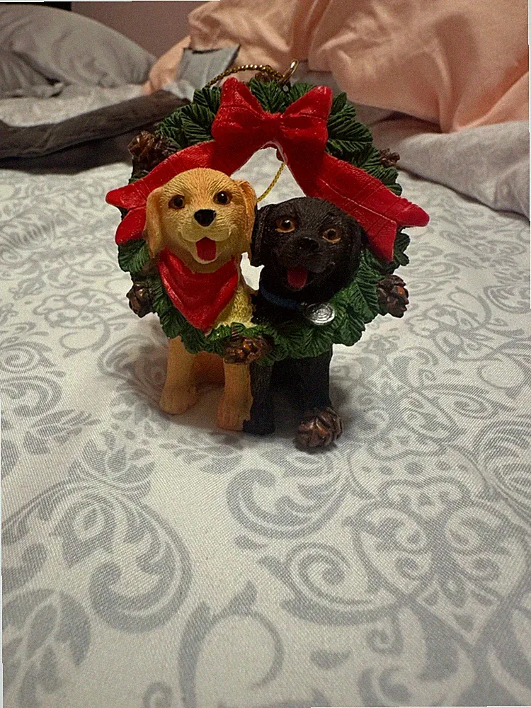HOLIDAY LANE Pets Puppies in Wreath Ornament, Created for Macy's