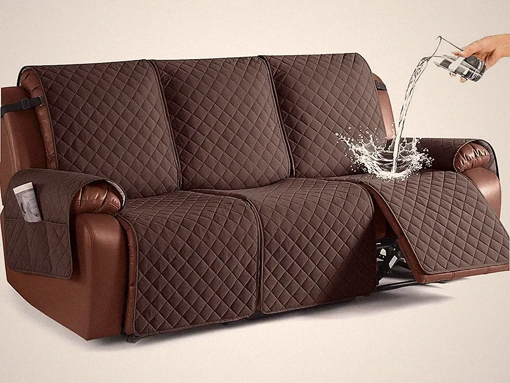 KINCAM 30"D X 93"W X 38"H WATERPROOF 3-SEAT RECLINER SOFA COVER CHOCOLATE BROWN