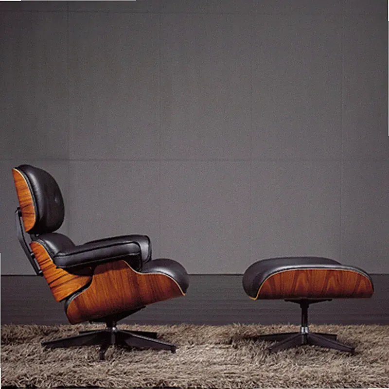 Mid Century Chaise Eames Lounge Chair With Ottoman Footstool Rosewood -Pro Tall