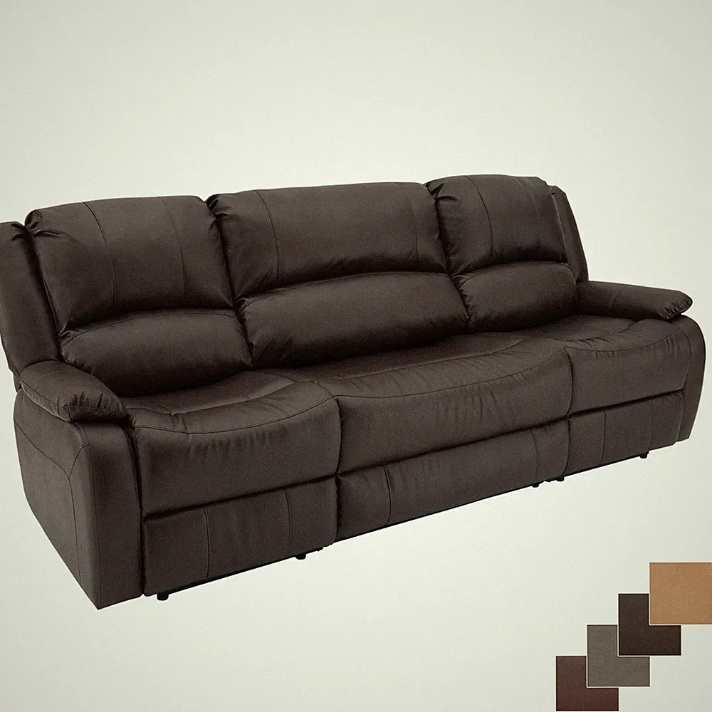 RecPro Charles 94" Double RV Wall Hugger Recliner Sofa with Console Chestnut