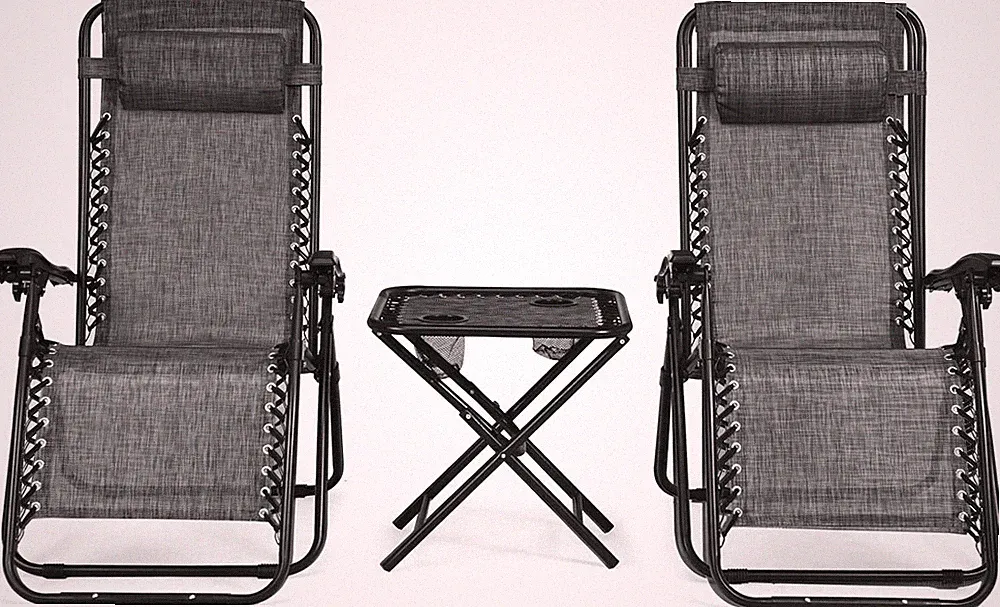 Relax in Style: 3-Piece Adjustable Zero Gravity Chair Set with Table